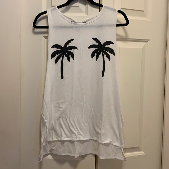 PINK palm tree muscle tank - Picture 1 of 3